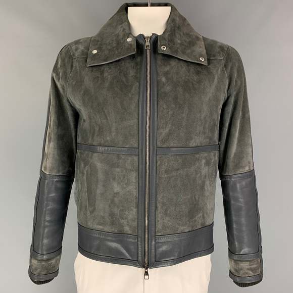 LOUIS VUITTON Other - LOUIS VUITTON Grey Suede Leather Zip Up Jacket